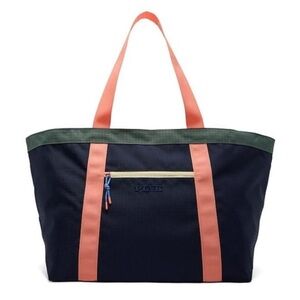 Victoria's Secret PINK XL Weekender Tote Color Block Canvas Beach Bag Navy Peach